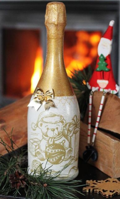 Как украсить бутылку шампанского на Новый год 2021 своими руками: лучшие идеи, фото